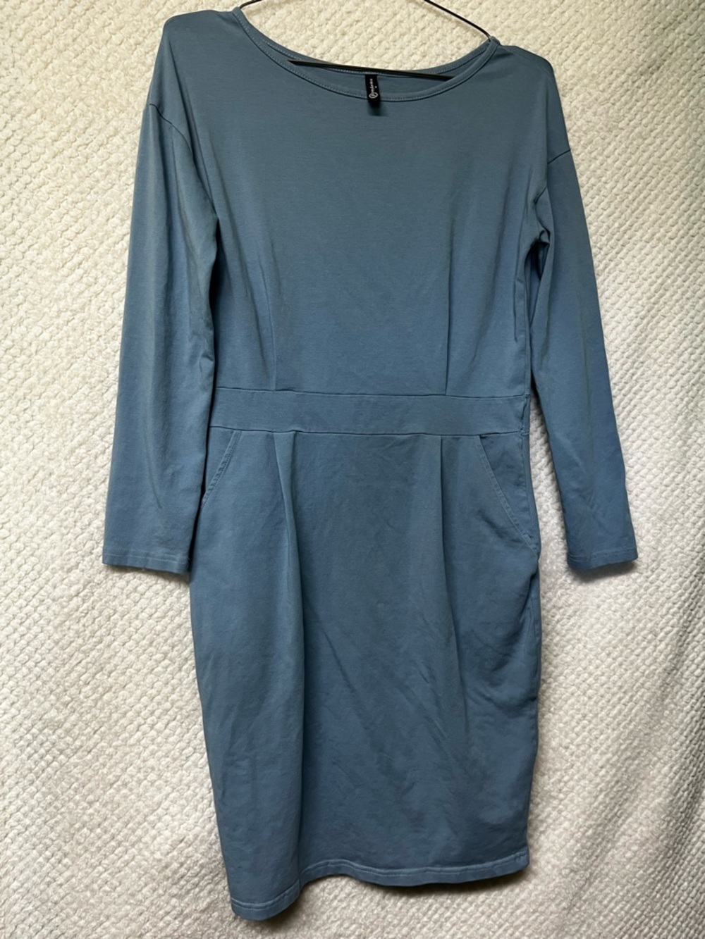 Pretty garden Long Sleeve Slate Blue Sheath Dress with Pockets Size Medium